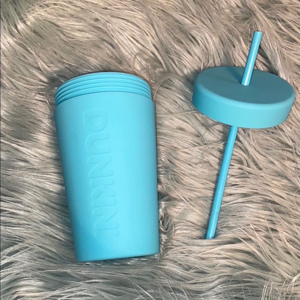 Dunkin' Silicone Blue Tumbler with Straw